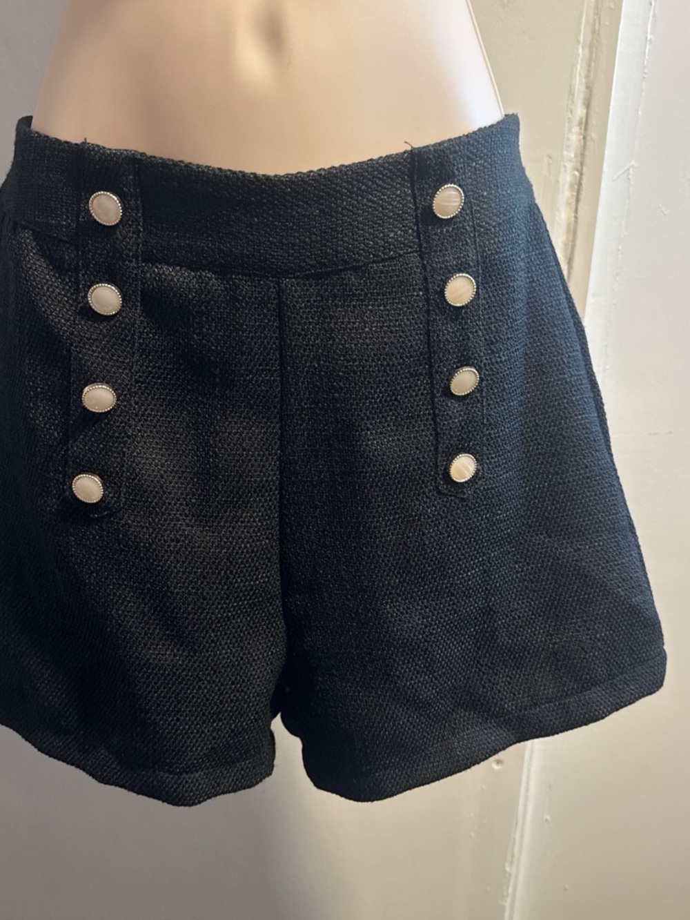 SHEIN Black High-Waist Button Front Shorts